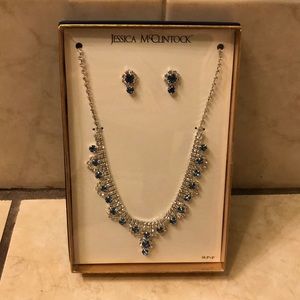Jessica McClintock Sapphire Necklace & Earring Set
